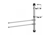 SPIN - Wall Bathroom Caddy with 2 Towel Rails / Soap Dish / Beaker - Silver