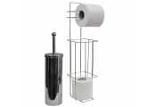 VALENCIA - Chrome Toilet Brush and Loo Roll Dispenser - Silver