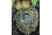TWEET - Hand Crafted Bird Nest Garden Ornament - Yellow