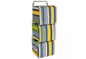 STRIPE - 3 Wall Mounted Fabric Storage Boxes for CD / Toys / Toiletries - Blue / Green