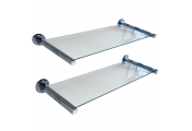 MIRO - Set of Two Glass Wall Storage / Display Shelves - Silver