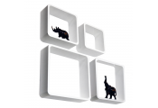 CUBE - Retro Floating Wall Display / Storage Cube Shelves - Set of Four - White