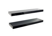 GLOSS - Wall Mounted 70cm Floating Shelves - Pack of Two - Black