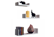 MELODY - Wall Mounted Floating Gloss Display Storage Shelves - Set of 3 - White