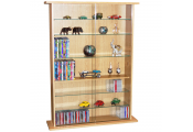 BOSTON - Glass Collectable Display Cabinet / 600 CD / 255 DVD Storage Shelves - Beech