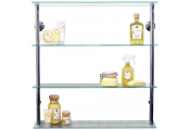 MAXWELL - Wall Mounted Wide Glass 195 CD / 140 DVD Storage Shelves - Clear / Silver