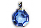 QUARTZ - Blue Quartz and Sterling Silver Octagon Pendant Necklace
