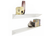 WEDGE - Wall Mounted 3ft / 90cm Floating Chunky Shelves - Pack of 2 - White