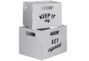 ORGANISE - Wooden Slogan Storage Boxes - Set of 2 - White