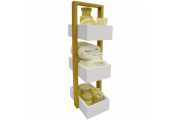 ECHE - 3 Tier Bathroom Storage Shelf / Caddy / Basket - White / Natural