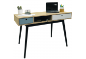 INDUSTRIAL - 2 Drawer Office Computer Desk / Dressing Table - Oak / Black
