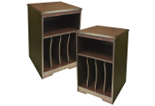 AUDIO - PACK OF TWO - Storage Side End / Bedside Table with Cubbies - Walnut