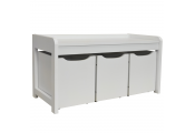 NEWTON - Hallway / Shoe / Toy / Bedroom Storage Bench with 3 Drawers - White