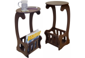 SCROLL - 2 PACK - Side / End / Bedside Table with Magazine / Book Storage Rack - Dark