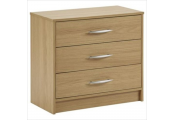 JAMES - 3 Drawer Wide Storage Chest / Bedside Table / Nightstand - Oak