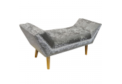 LOUNGE - Crushed Velvet Chaise Bench with Wood Legs - Silver