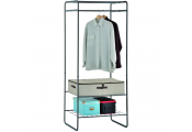 Open Wardrobe / Metal Clothes Rail with 3 Shelves - Black