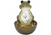 Frog Tabletop Indoor Fountain / Water Feature with LED Light and Pebbles