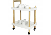 Wood Two Tier Trolley - Drinks / Tea / Crafts - White / Natural