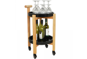 Wood Drinks / Tea Trolley Table with 2 Removable Trays - Black / Natural