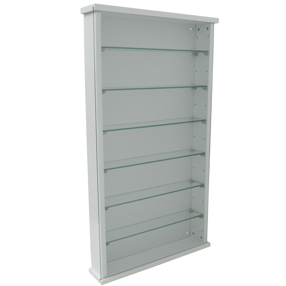 EXHIBIT - Solid Wood 6 Shelf Glass Wall Display Cabinet - White