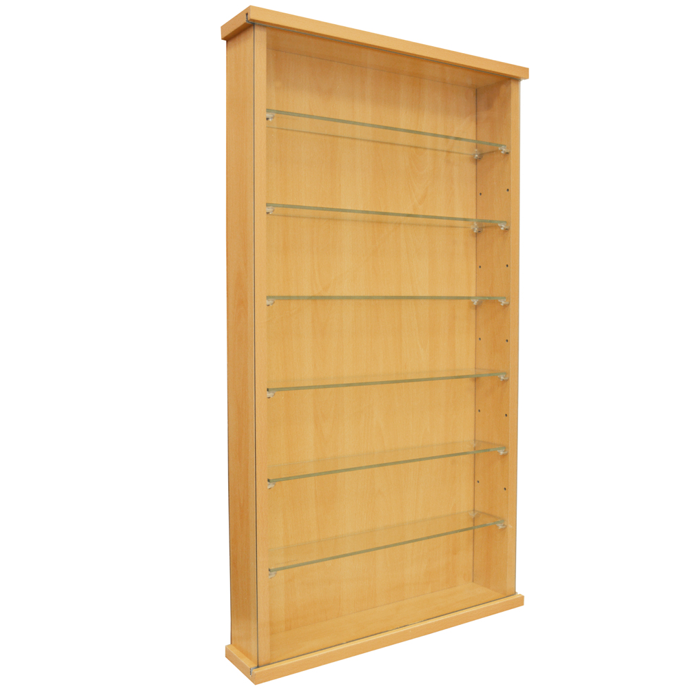 COLLECTORS - Wall Display Cabinet With Six Glass Shelves - Beech