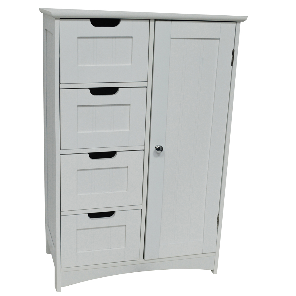 WATSONS - Bathroom Floor Cabinet With 4 Drawers and Cupboard - White