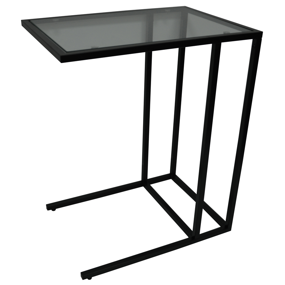 WATSONS-Metal Side Table With Glass Top - Black