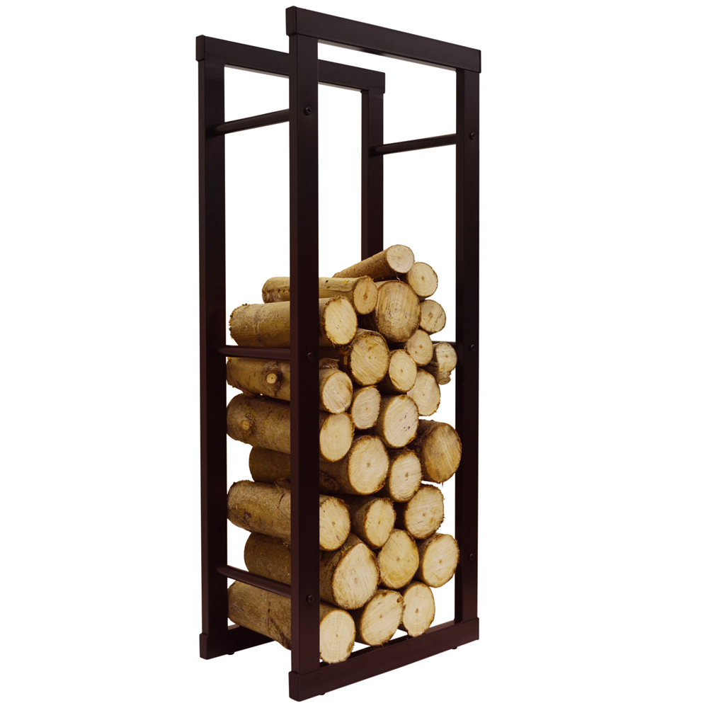 ONIDA - Metal 40cm Slimline Fireside Log Storage Rack - Black
