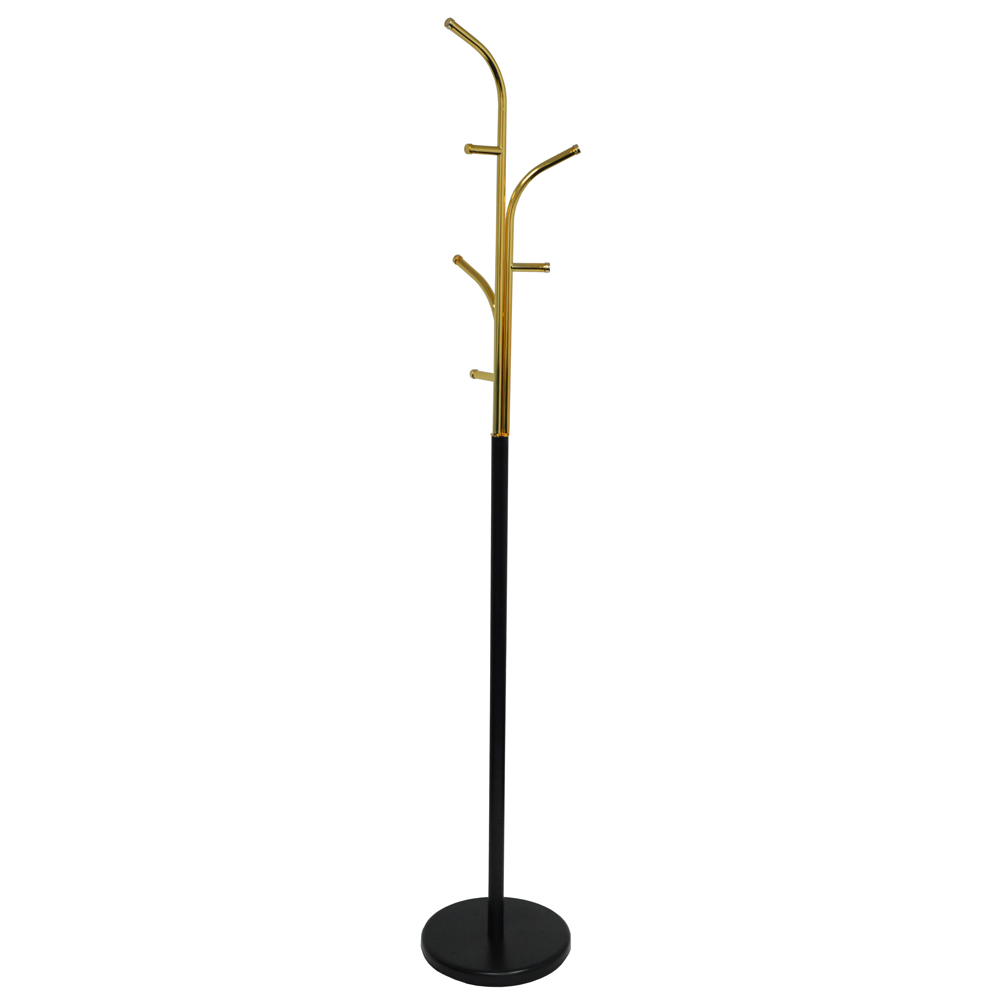 WATSONS - Metal Freestanding Coat  Stand With Curved Hooks - Black / Gold