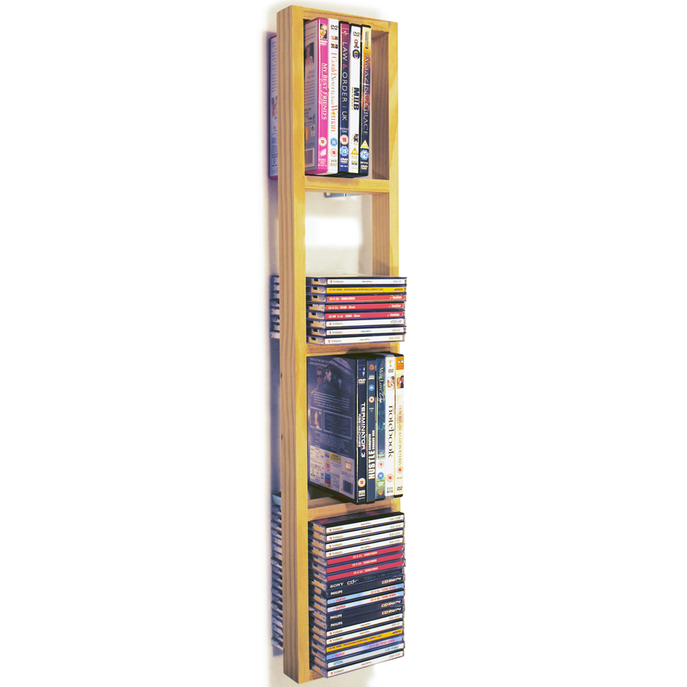 IRIS - Wall Mounted 76 CD / 32 DVD / Blu ray Storage Frame Shelf - Natural