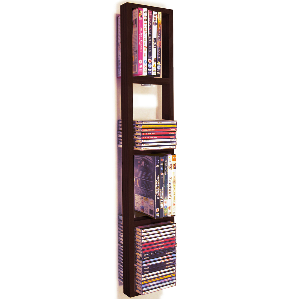 IRIS - Wall Mounted 76 CD / 32 DVD / Blu ray Storage Frame Shelf - Brown