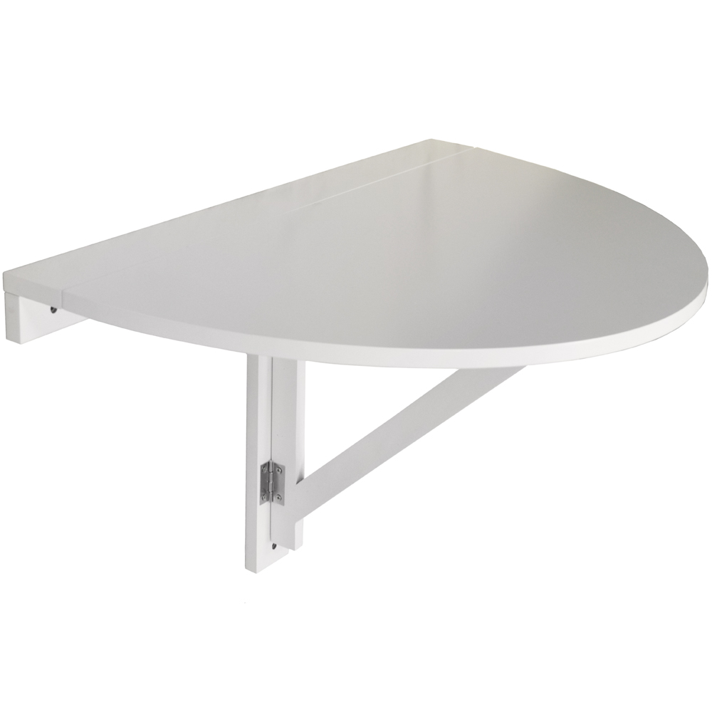 HIDEAWAY - Folding / Fold Down Drop-leaf Wall Mounted Semi Circular Table - White