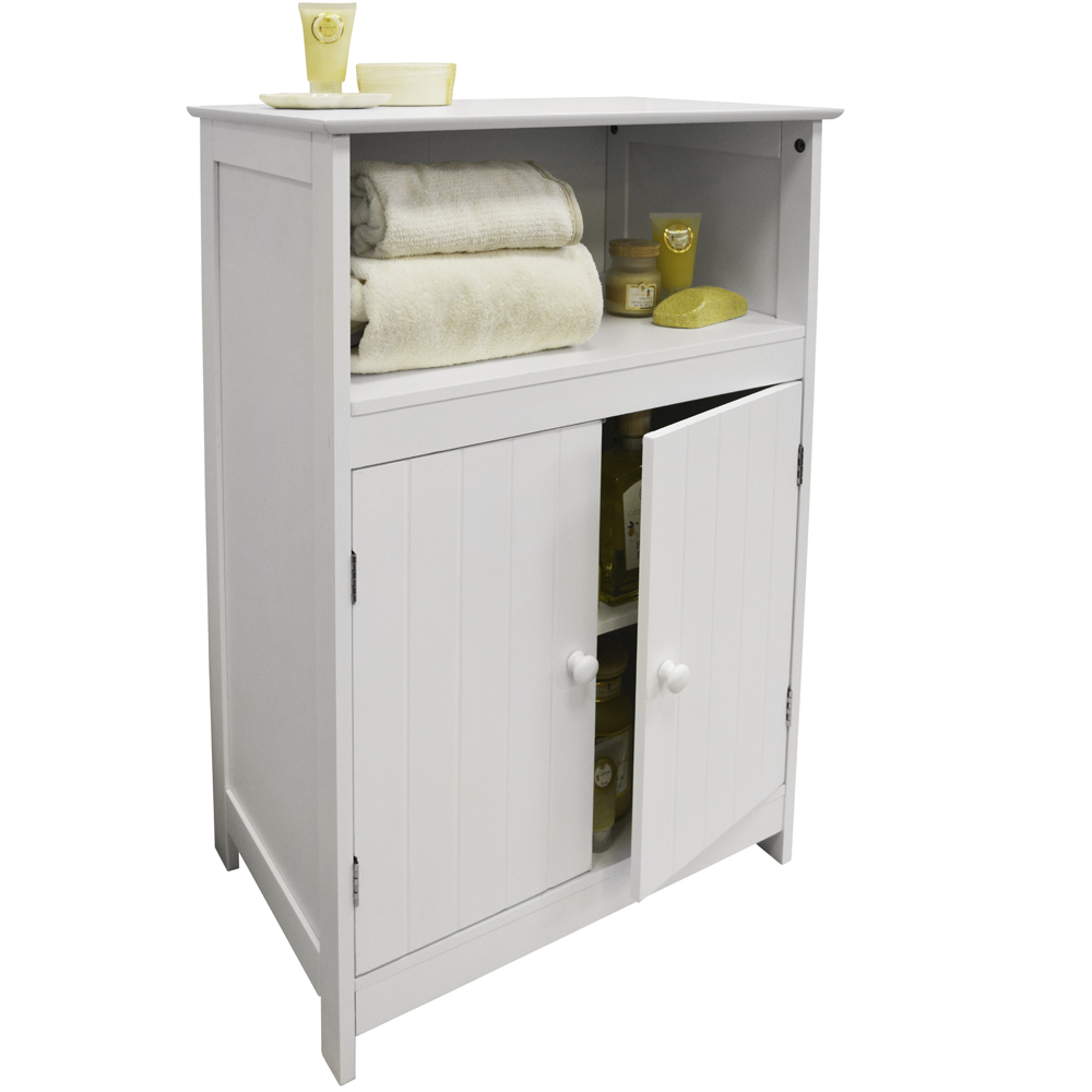 WALTHAM - Shaker Tongue and Groove Bathroom 2 Door Storage Cabinet - White