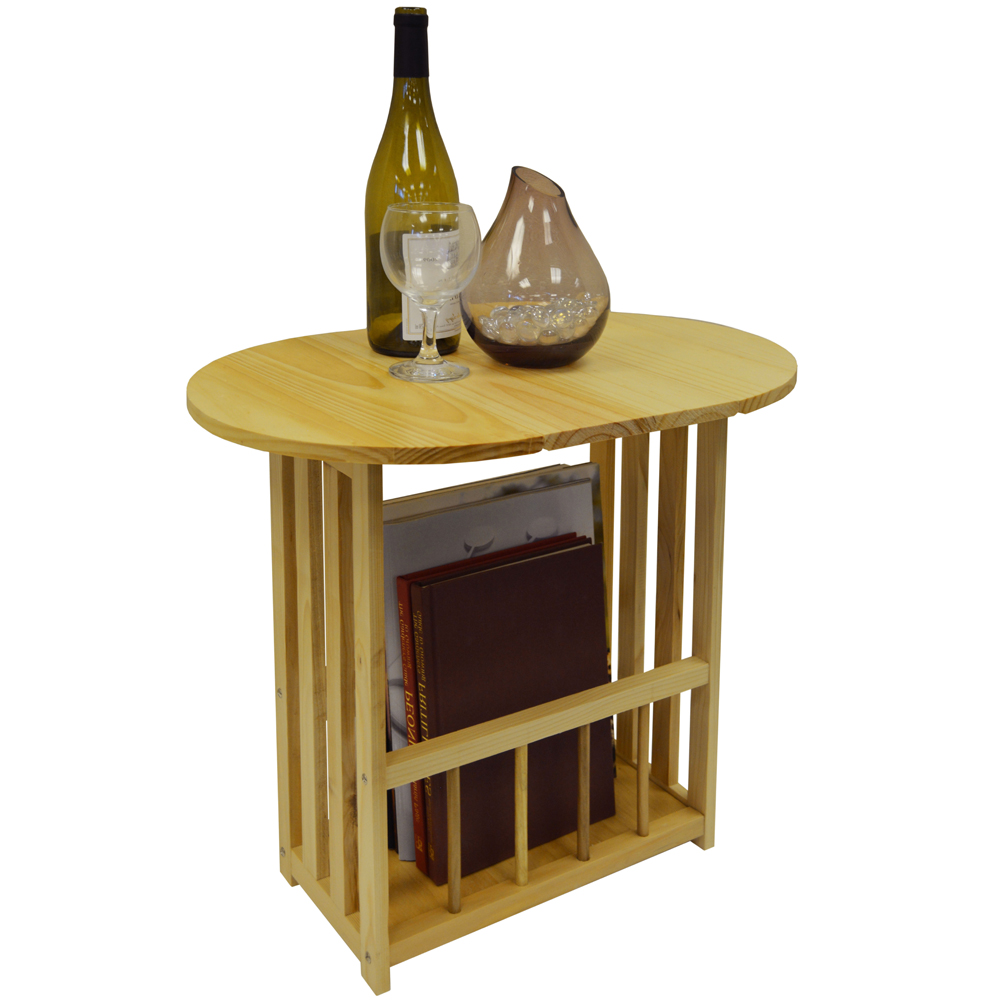HAUGHTON - Swivel Top Side / End Table with Storage Rack - Natural
