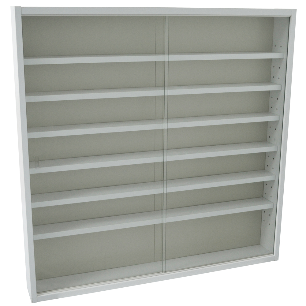 REVEAL - 6 Shelf Glass Wall Collectors Display Cabinet - White