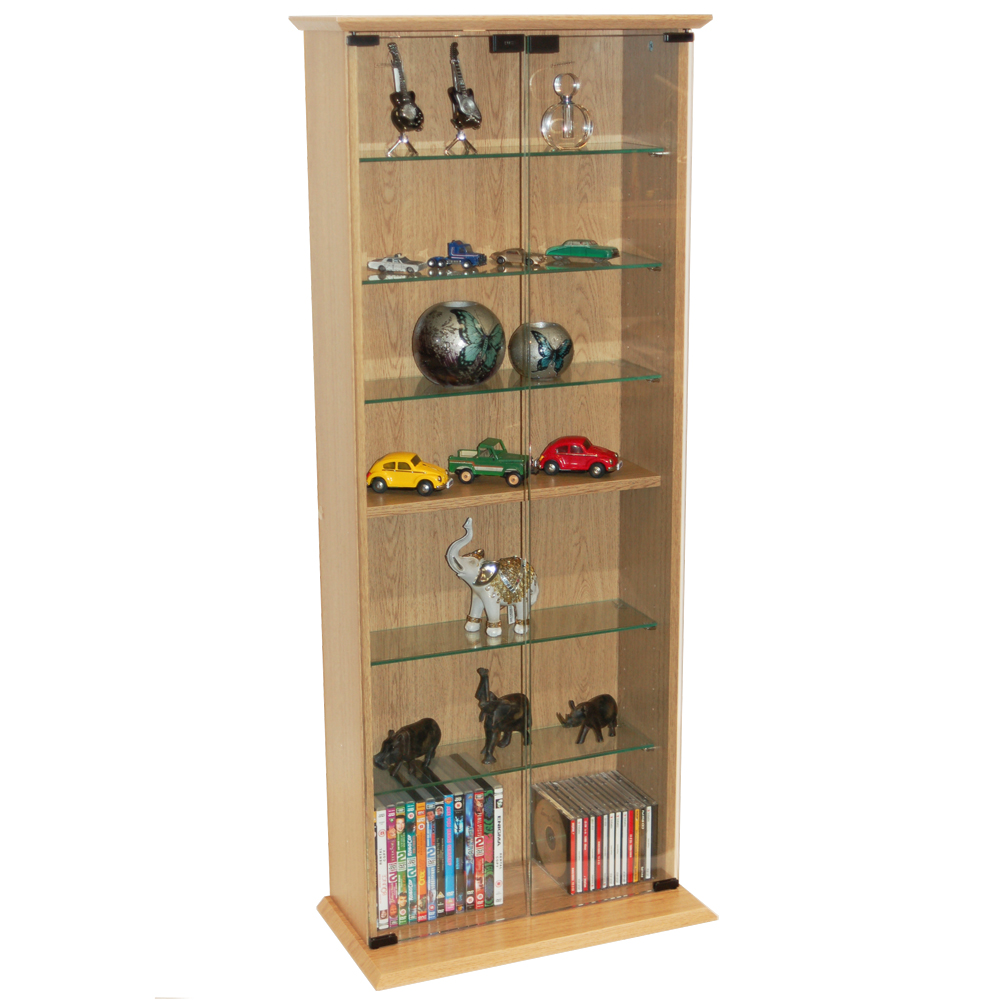 BOSTON - 116 DVD/ 316 CD Book Storage Shelves Glass / Collectable Display Cabinet - Beech
