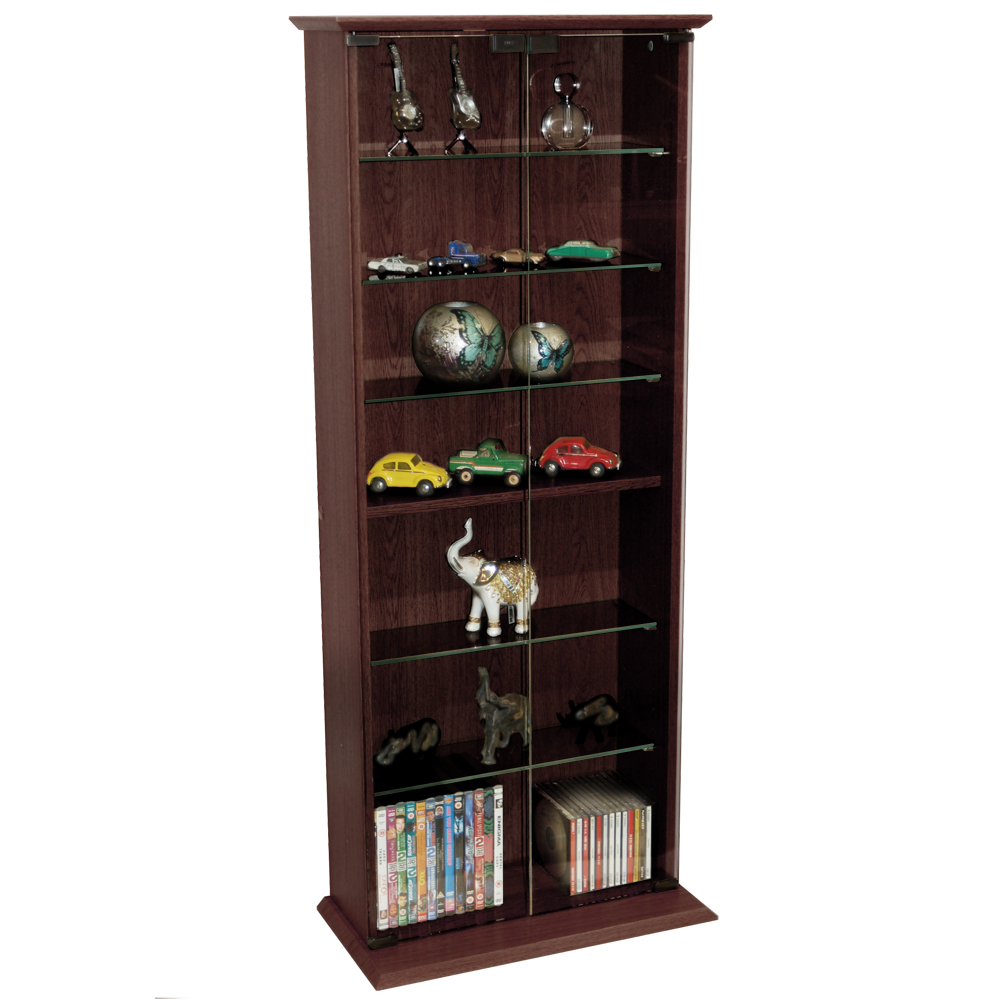 BOSTON - 116 DVD/ 316 CD Book Storage Shelves Glass / Collectable Display Cabinet - Dark Oak