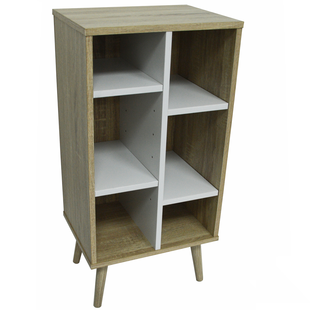 WATSONS - Storage End Table / Display Unit With Interior Shelves - Oak / White