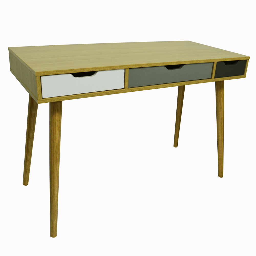 INDUSTRIAL - 2 Drawer Office Computer Desk / Dressing Table - Beech / Multicoloured