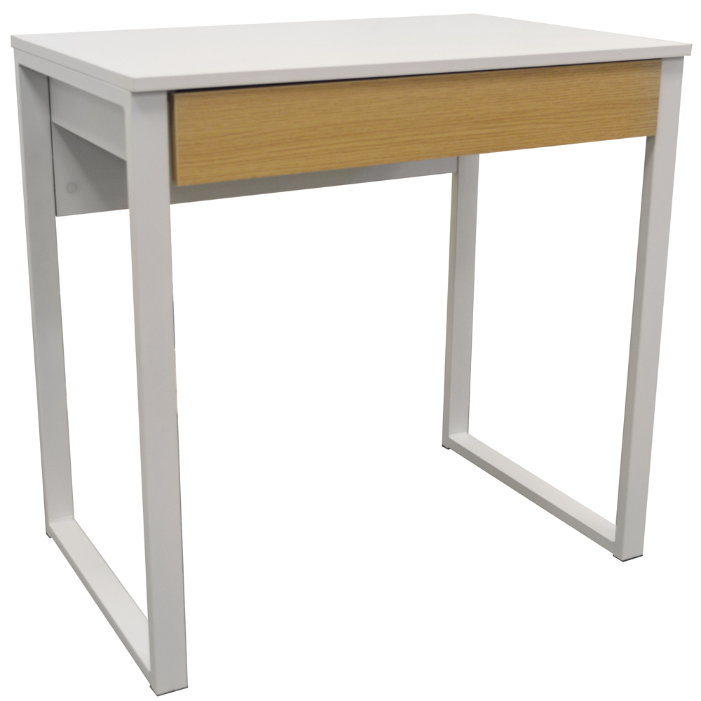 LOOP - Compact Office Workstation / Computer Desk / Dressing Table - White / Oak