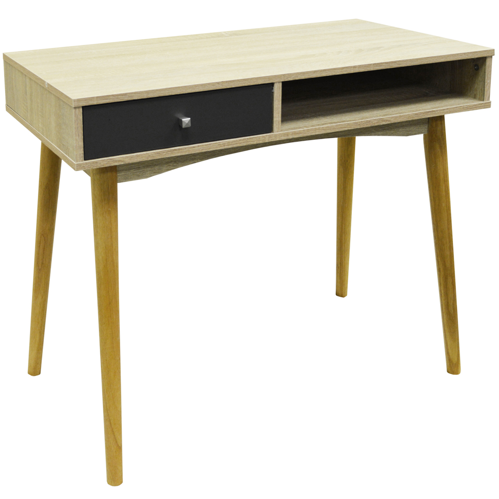 INDUSTRIAL - 1 Drawer Office Computer Desk / Dressing Table - Oak / Grey