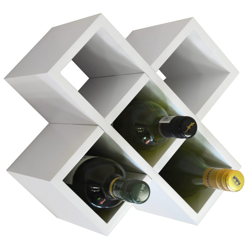 CROSS - 6 Bottle Wall Mounted / Free Standing Wine Storage Rack - White