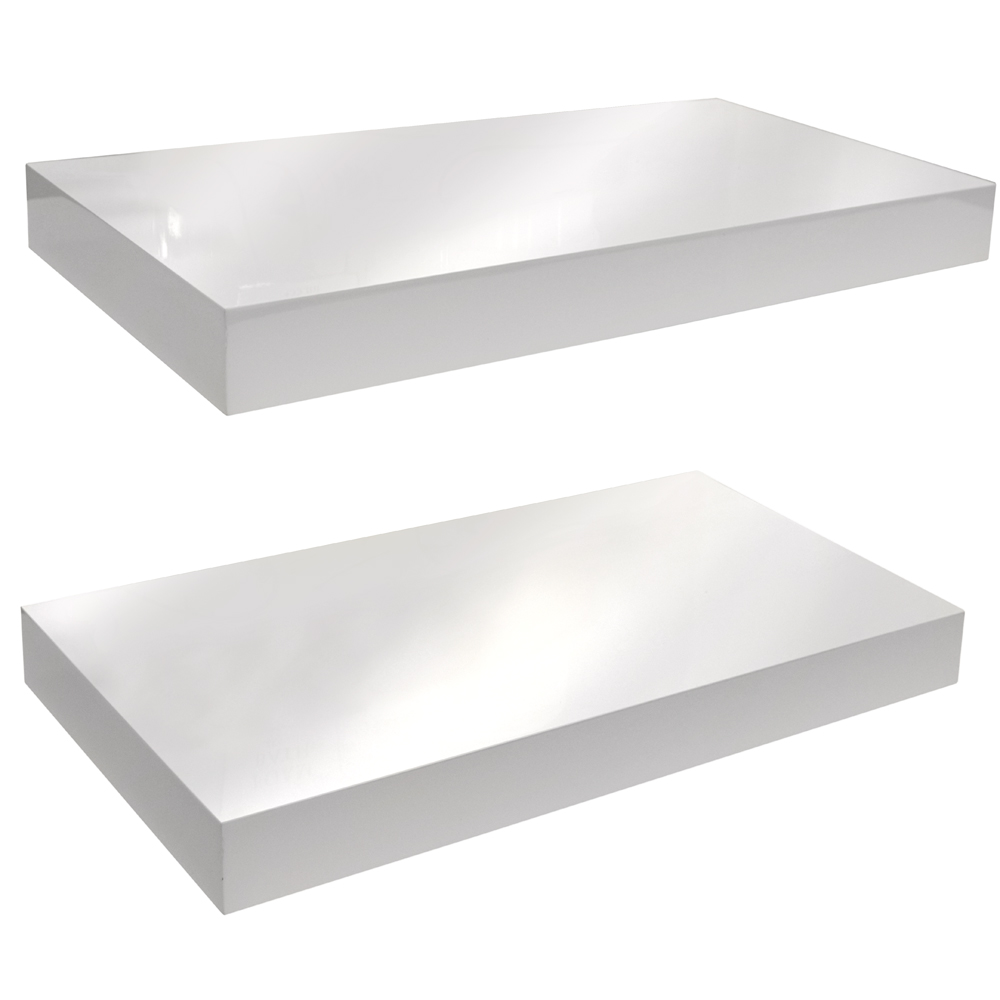 Wall Mounted 40cm Floating Shelf - Pack of Two - White