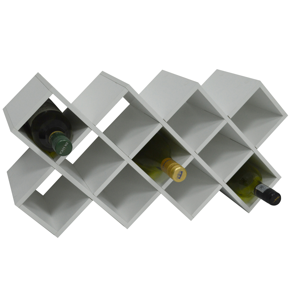 CROSS - 14 Bottle Free Standing Wine Storage Rack - White