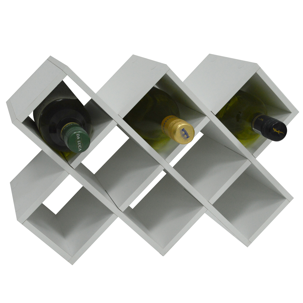 CROSS - 10 Bottle Free Standing Wine Storage Rack - White