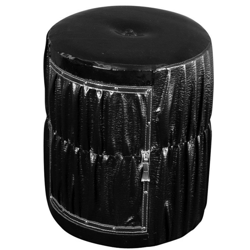 NOIR - Round Drum Storage Stool / Pouffe - Black