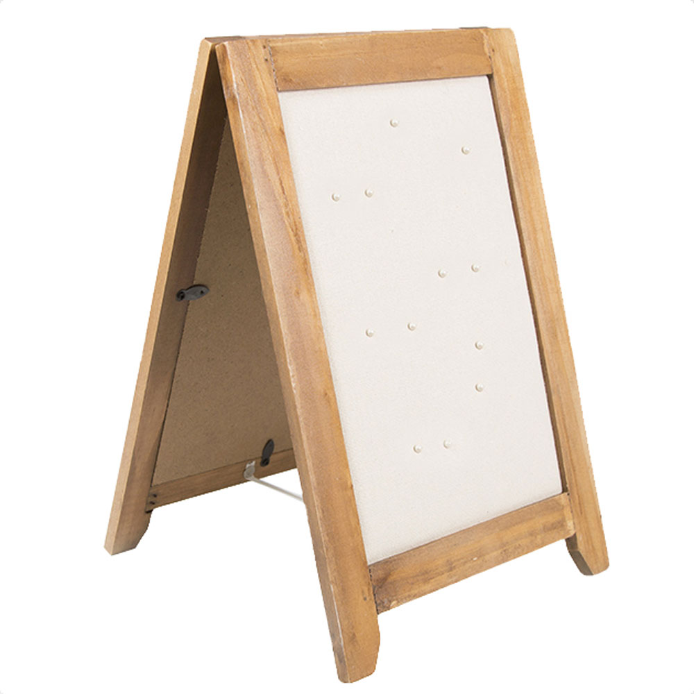 A-BOARD - Wood Jewellery Holder with Pins and Mirror  - Brown / Cream
