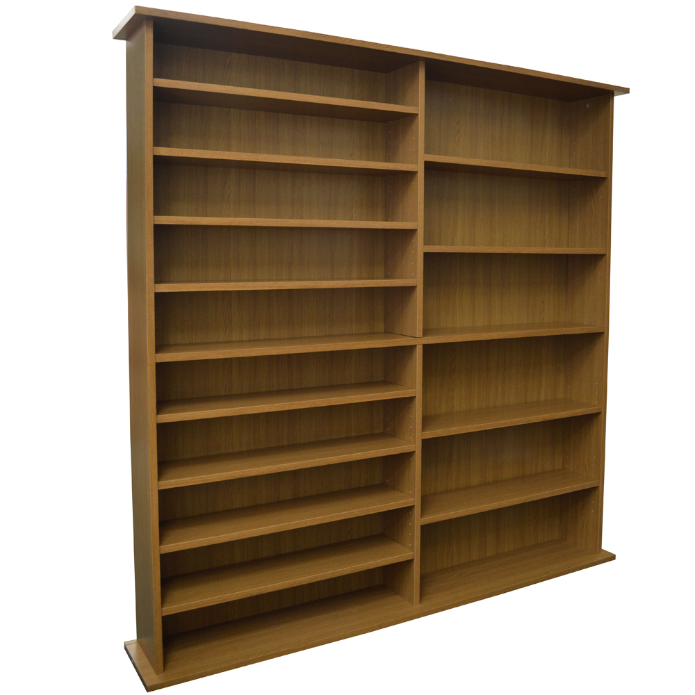 Extra 1300 Cd 552 Dvd Large Media Book Storage Shelves Oak